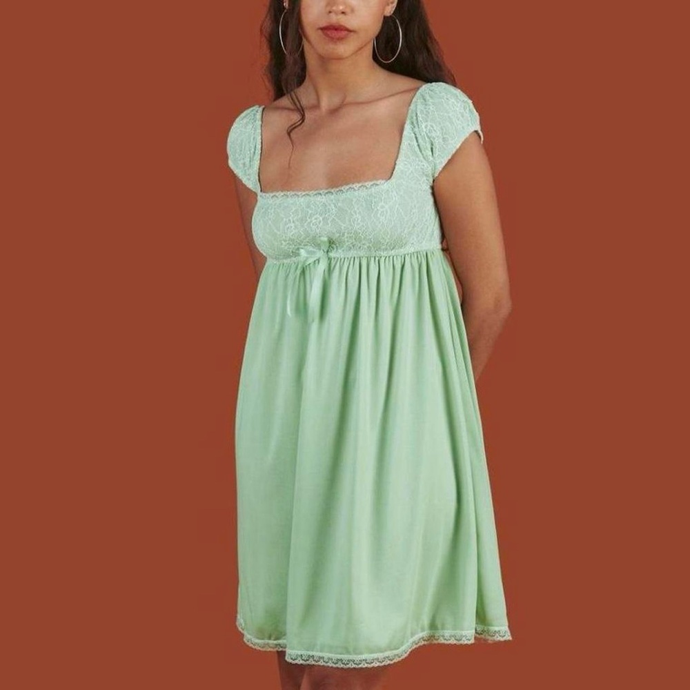 UNIF green lace babydoll dress